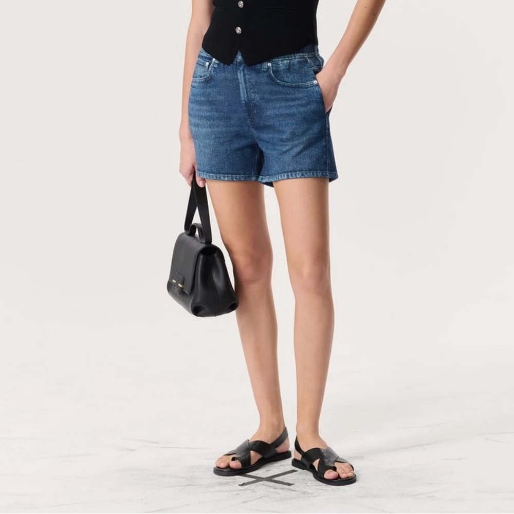 Rag & Bone Blue Jean Shorts High-Waisted Relaxed Fit Miramar 4" Walking Short